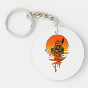 Vintage Retro Style Sprint Car Racing Keychain