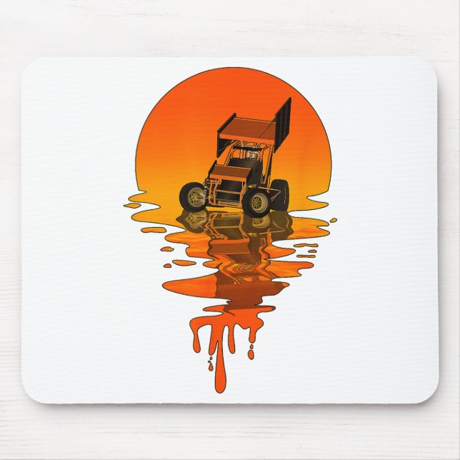 Vintage Retro Style Sprint Car Racing Mouse Pad (Front)