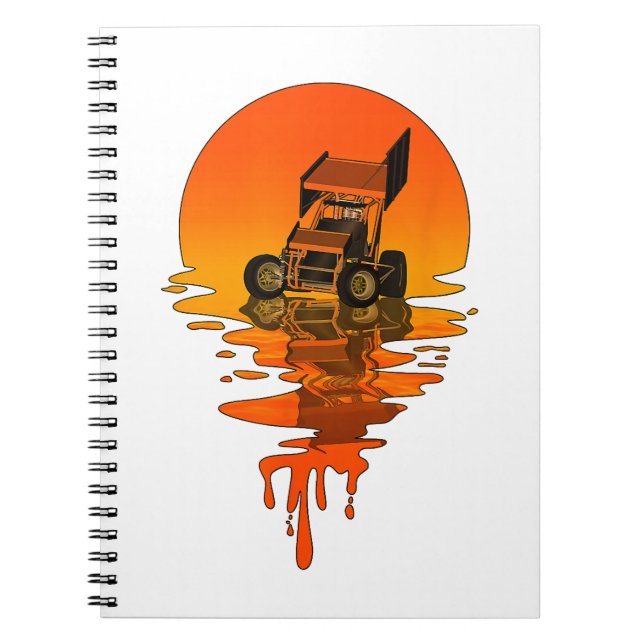 Vintage Retro Style Sprint Car Racing Notebook (Front)