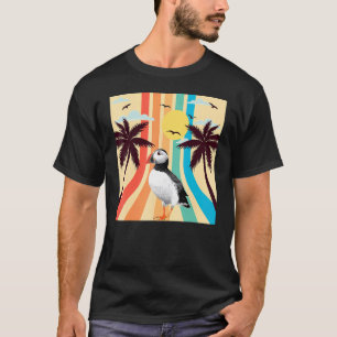 Vintage Retro Style Summer Sunset Sea bird Atlanti T-Shirt