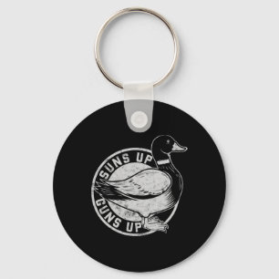 Vintage Retro Style Suns Up Funny Duck Hunting Keychain