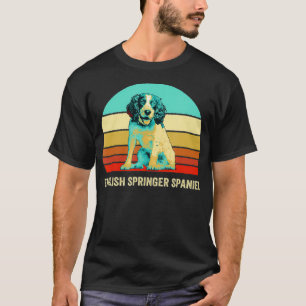Vintage Retro Style Sunset English Springer Spanie T-Shirt