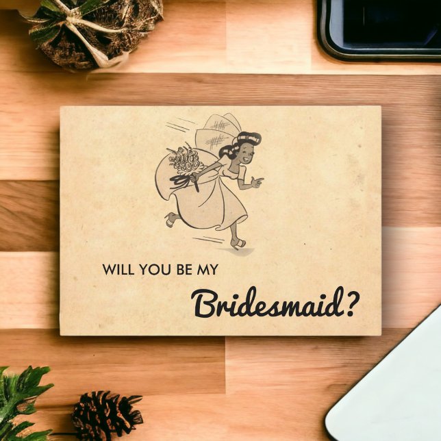 Vintage Retro Stylish 50s Rustic Bridesmaid Card (Creator Uploaded)