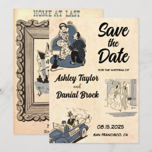 Vintage Retro Stylish Rustic Wedding Save the Date Invitation