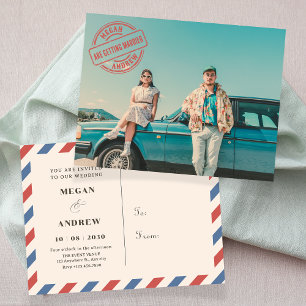 Vintage retro stylist photo wedding postcard