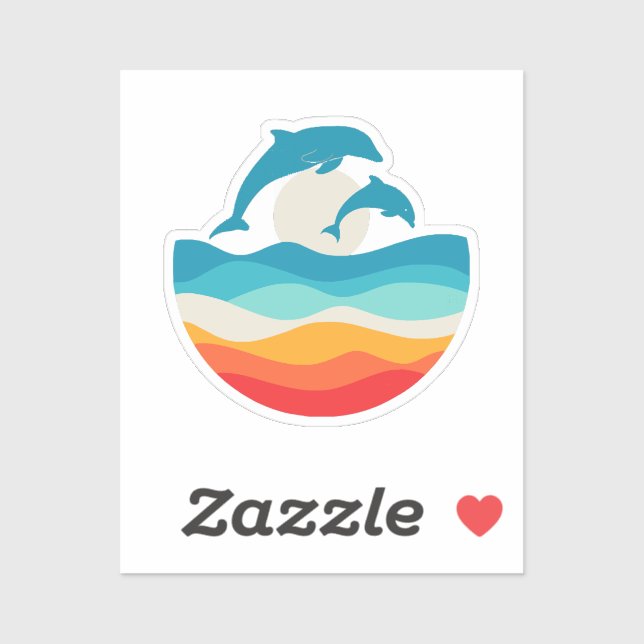 Vintage Retro Summer Time Beach Dolphin  (Sheet)