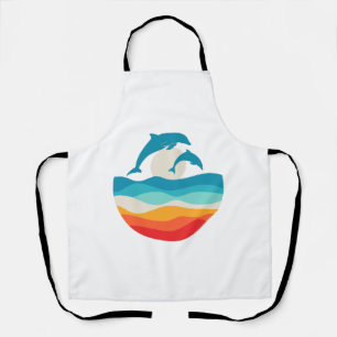 Vintage Retro Summer Time Beach Dolphin Apron