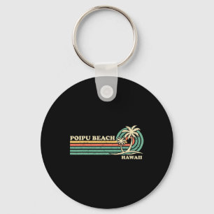 Vintage Retro Summer Vacation Hawaii Poipu Beach  Keychain