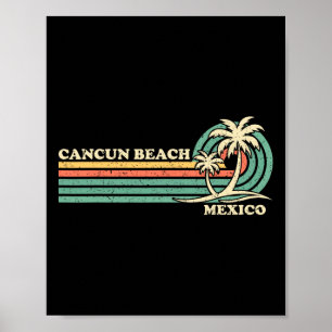 Vintage Retro Summer Vacation Mexico Cancun Beach Poster
