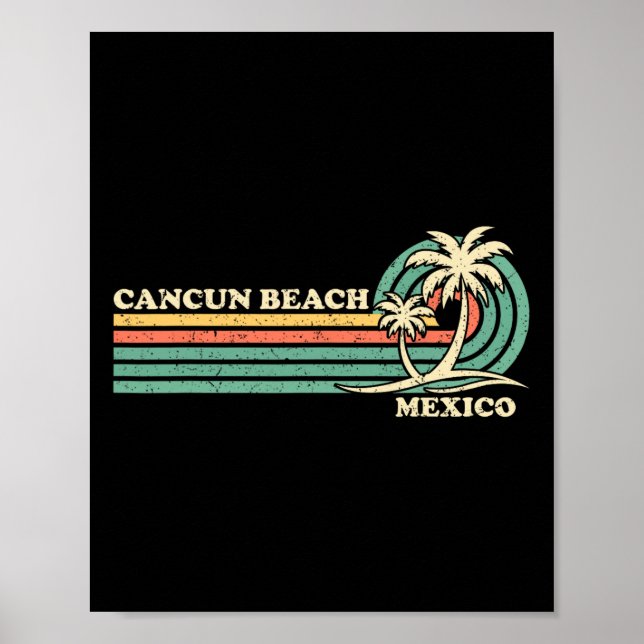 Vintage Retro Summer Vacation Mexico Cancun Beach  Poster (Front)