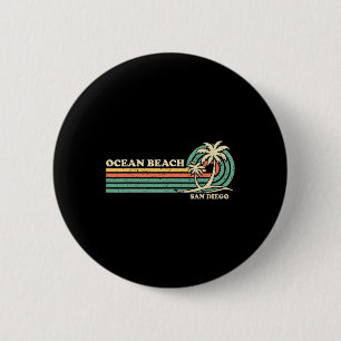 Vintage Retro Summer Vacation San Diego Ocean Beac 2 Inch Round Button