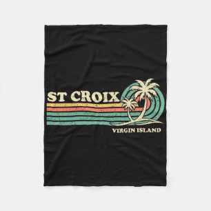 Vintage Retro Summer Vacation Virgin Island St. Cr Fleece Blanket