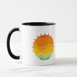 Vintage Retro Sun and Sea Waves Graphic  Mug