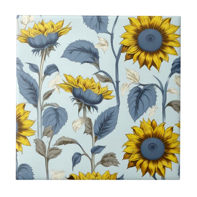 Vintage retro  sunflowers pattern tile (Front)