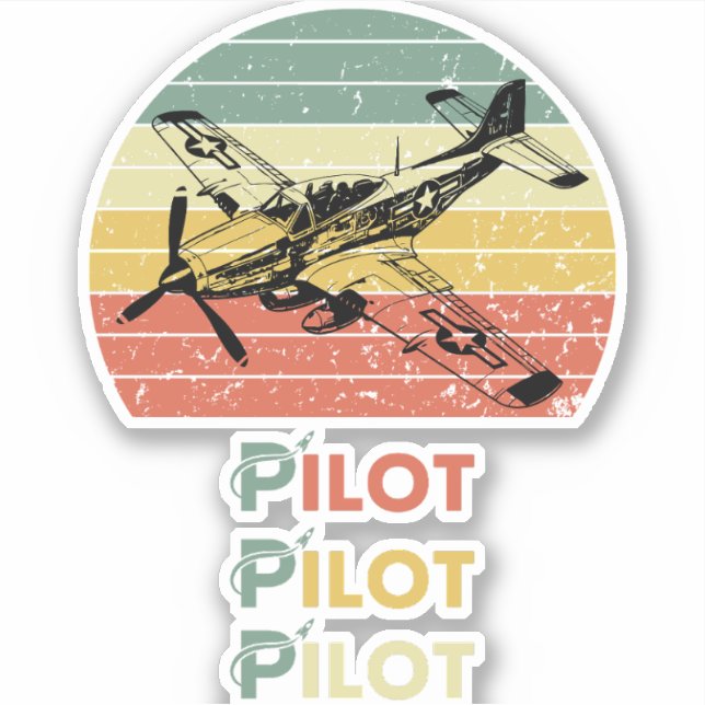 Vintage Retro Sunset, Airplane Pilot,Cool Aviation (Front)