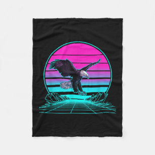 Vintage Retro Sunset Bald Eagle Fleece Blanket