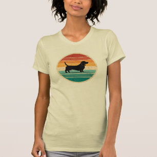 Vintage Retro sunset Basset Hound silhouette T-Sh T-Shirt