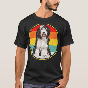 Vintage Retro Sunset Bearded Collie Dog T-Shirt