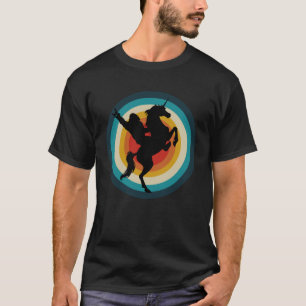 Vintage Retro sunset bigfoot riding unicorn yeti T-Shirt
