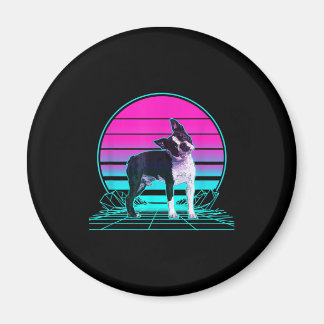 Vintage Retro Sunset Boston Terrier T-Shirt Magnet