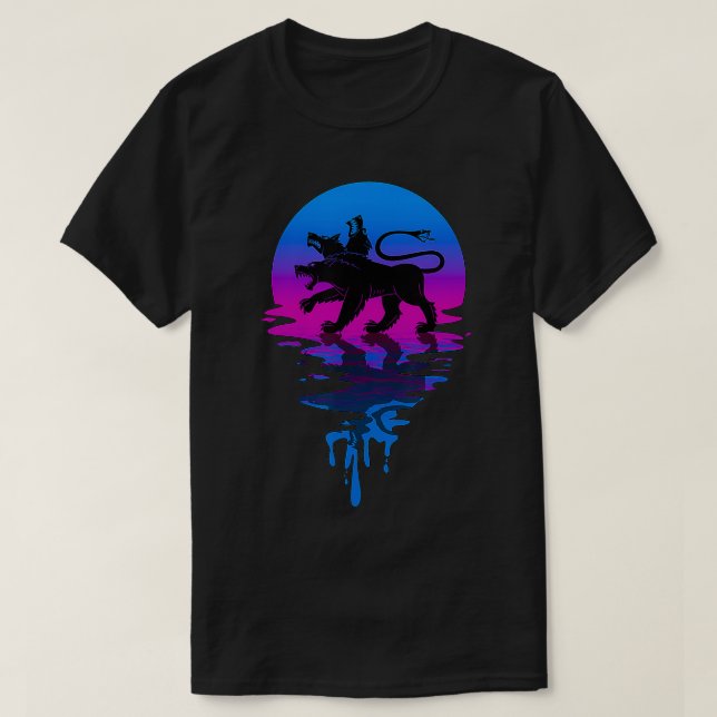 Vintage Retro Sunset Cerberus  T-Shirt (Design Front)