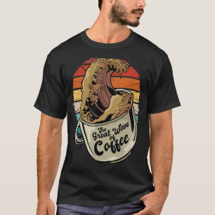 Vintage retro sunset coffee cup with the great wav T-Shirt