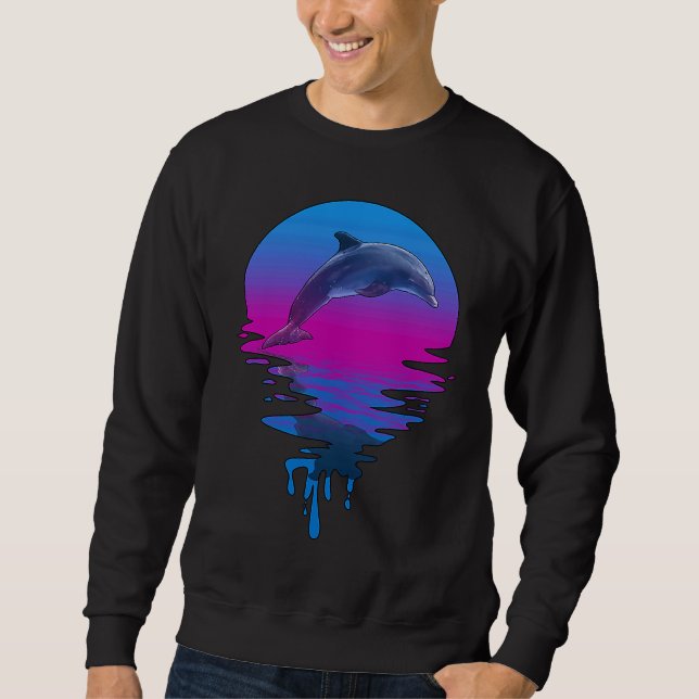 Vintage Retro Sunset Dolphin Sweatshirt (Front)