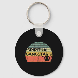 Vintage Retro Sunset Funny Yoga Spiritual Gangsta Keychain