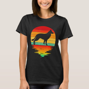 Vintage Retro Sunset German Shepherd Dog Silhouet T-Shirt