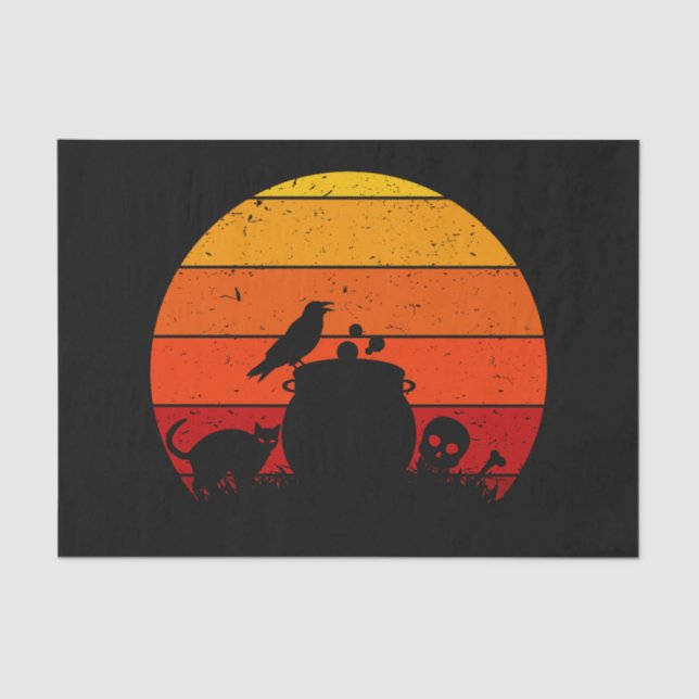 Vintage Retro Sunset Halloween Night I Tissue Paper (Front)