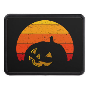 Vintage Retro Sunset Halloween Pumpkin I Trailer Hitch Cover