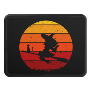 Vintage Retro Sunset Halloween Witch I Trailer Hitch Cover