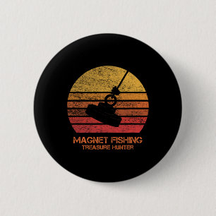 Vintage Retro Sunset Magnet Fishing 2 Inch Round Button