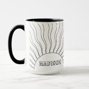 Vintage Retro Sunset Personalized Name Colouring Mug