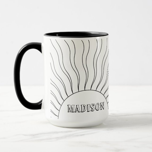 Vintage Retro Sunset Personalized Name Colouring Mug (Left)
