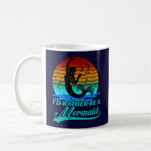Vintage Retro Sunset Rather Be A Mermaid Coffee Mug