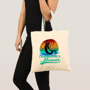 Vintage Retro Sunset Rather Be A Mermaid  Tote Bag
