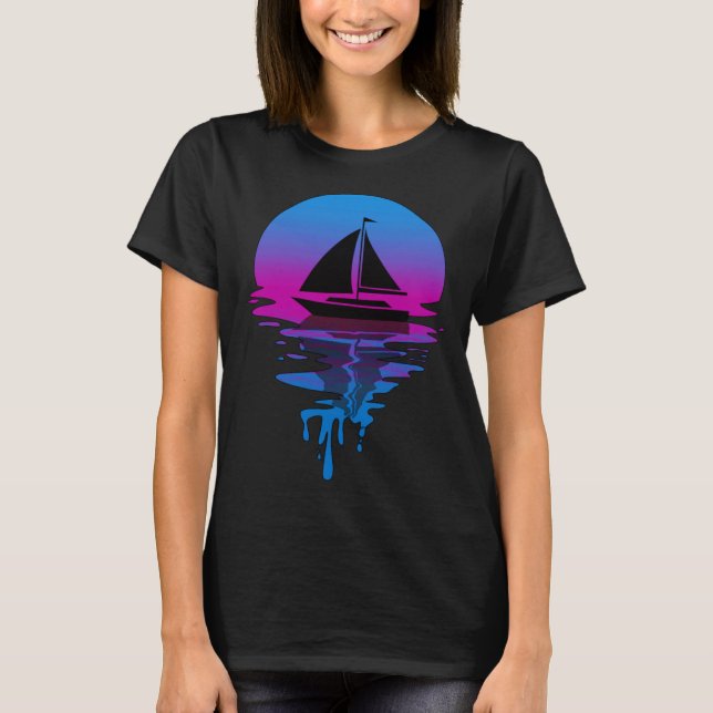 Vintage Retro Sunset Sailing T-Shirt (Front)