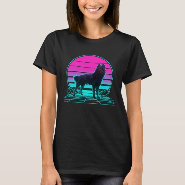 Vintage Retro Sunset Schipperke T-Shirt (Front)