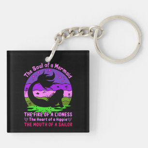 Vintage Retro Sunset Soul of a Mermaid Keychain