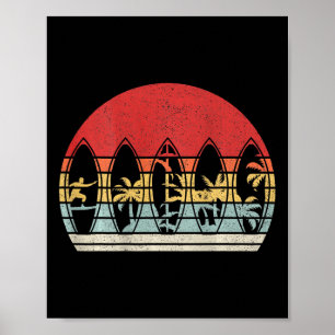 Vintage Retro Surfing Surfboard Surfer Funny Summe Poster