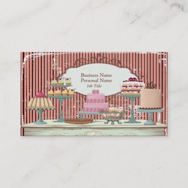 Vintage Retro Sweet Candy Bakery Bar Profile Card (Front)