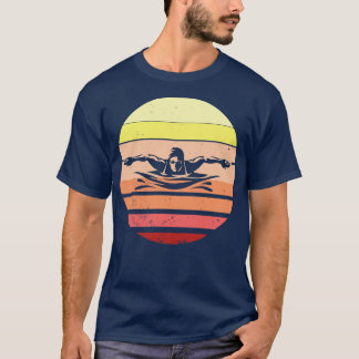Vintage Retro Swim Skyscape Swimming T-Shirt