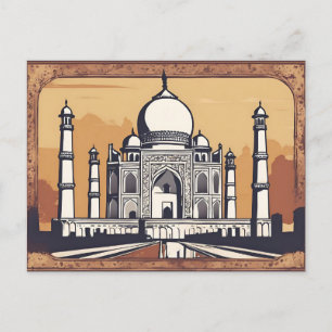 Vintage Retro Taj Mahal Postcard