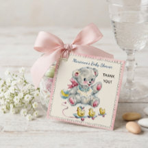 Vintage Retro Teddy Bear and Duck Toy Baby Shower