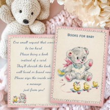 Vintage Retro Teddy Bear Baby Shower Book Request
