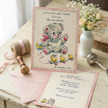Vintage Retro Teddy Bear & Toys Baby Shower