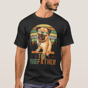 Vintage Retro The Pugfather Cool Pug Dog Father's T-Shirt