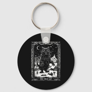 Vintage Retro The Yule Cat Tarot Card Dark Christm Keychain