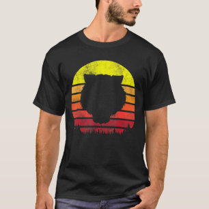 Vintage Retro Tiger Face Silhouette Forest Sun Gra T-Shirt